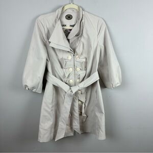 Anthropologie Idra Ruffle Front Trench Coat Size 6
